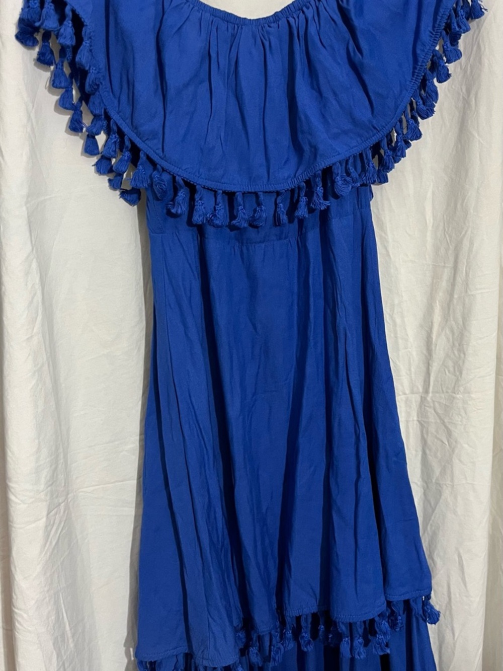 Lulu's Royal Blue Ruffle-Trim Blouse